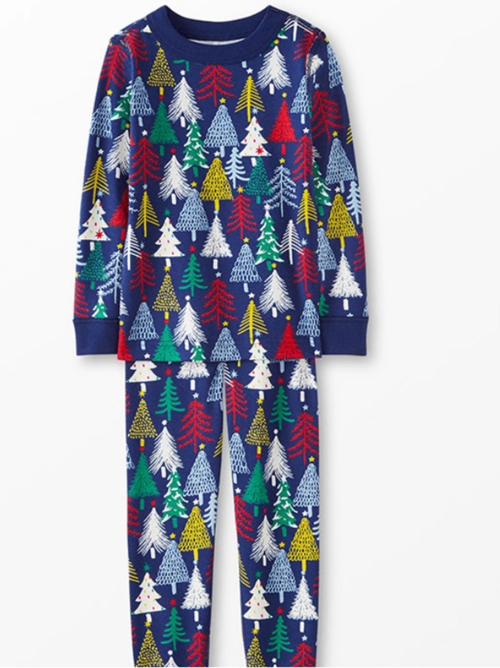 Hanna Andersson Navy Holiday Tree Pajama Set